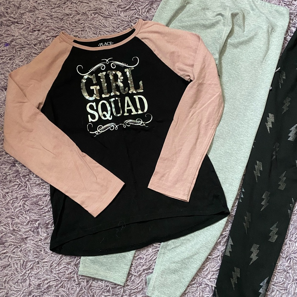 Place Girl Squad Black and Pink Kids Shirt sz L 10/12
